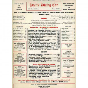 PDC Vintage Menu Circa 1968